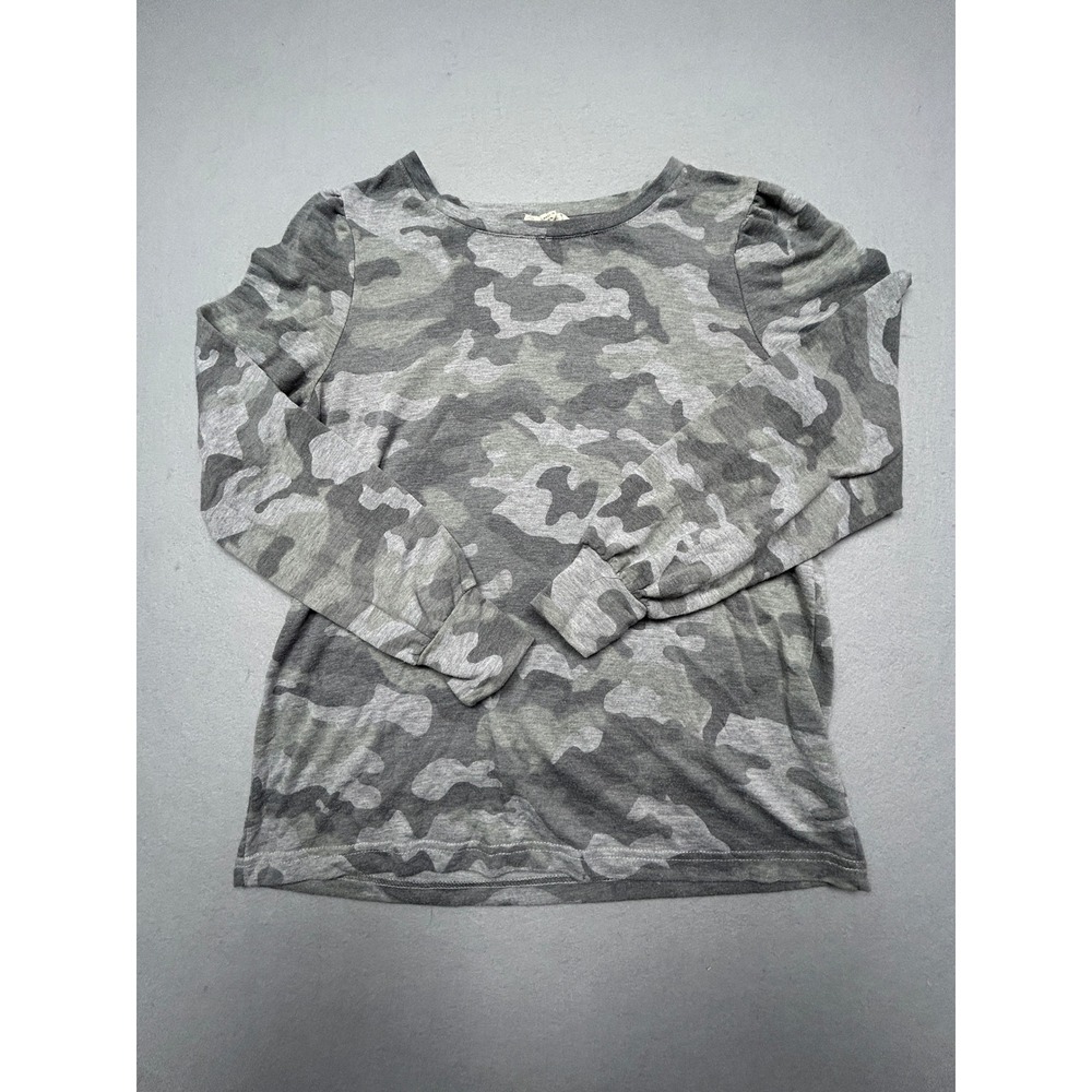 Jane and Delancey Top Polyester Rayon Spandex Gray Camo M Womens
